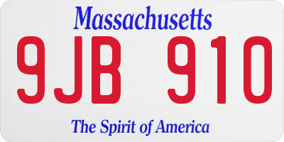 MA license plate 9JB910