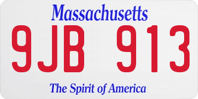 MA license plate 9JB913