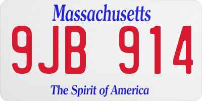 MA license plate 9JB914