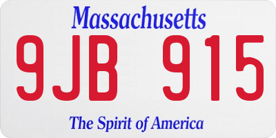 MA license plate 9JB915