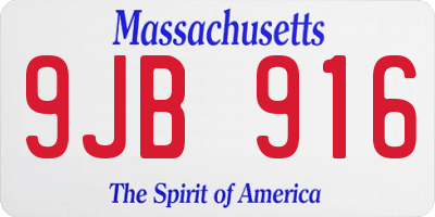 MA license plate 9JB916