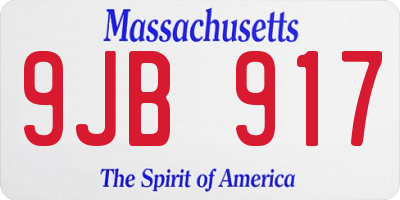 MA license plate 9JB917