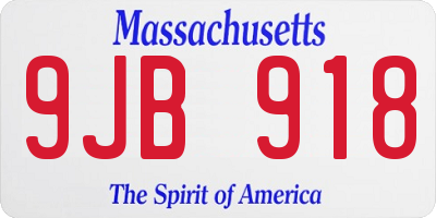 MA license plate 9JB918