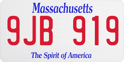 MA license plate 9JB919