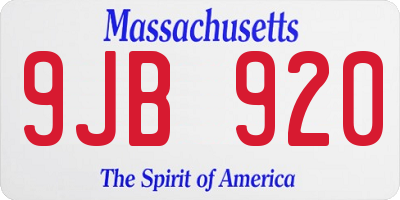 MA license plate 9JB920