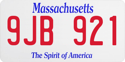 MA license plate 9JB921