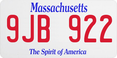 MA license plate 9JB922