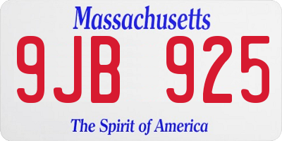 MA license plate 9JB925