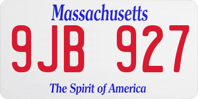 MA license plate 9JB927