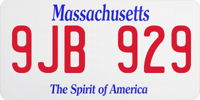 MA license plate 9JB929