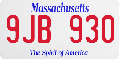 MA license plate 9JB930