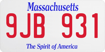 MA license plate 9JB931