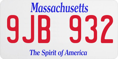 MA license plate 9JB932