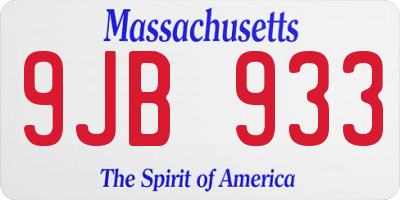 MA license plate 9JB933