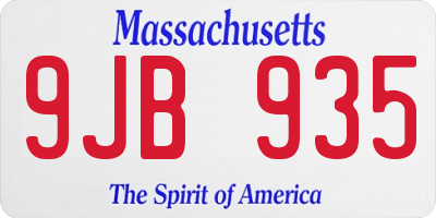 MA license plate 9JB935