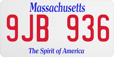 MA license plate 9JB936