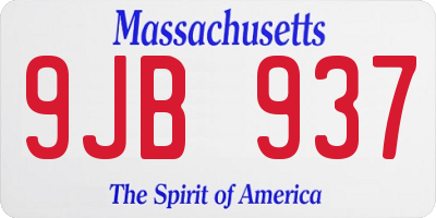 MA license plate 9JB937