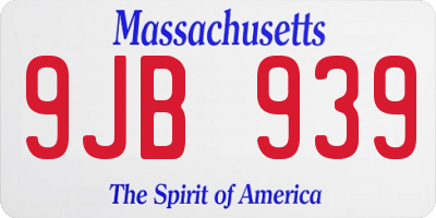 MA license plate 9JB939