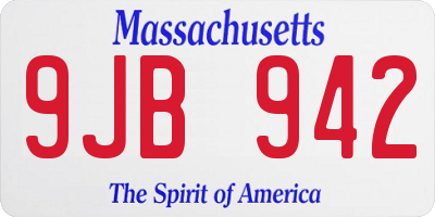 MA license plate 9JB942
