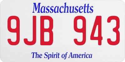 MA license plate 9JB943