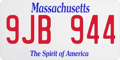 MA license plate 9JB944