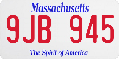 MA license plate 9JB945