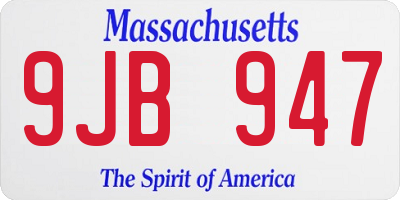 MA license plate 9JB947