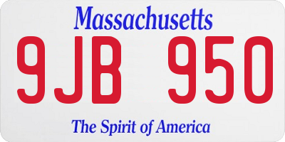 MA license plate 9JB950