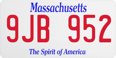 MA license plate 9JB952