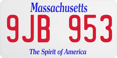 MA license plate 9JB953