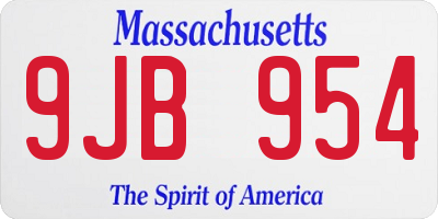 MA license plate 9JB954