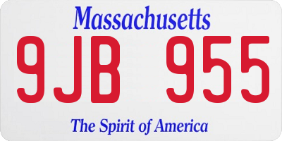 MA license plate 9JB955