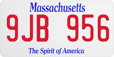 MA license plate 9JB956