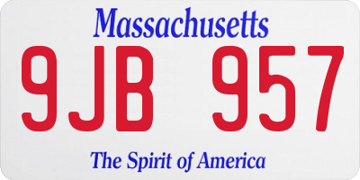 MA license plate 9JB957