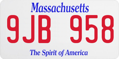 MA license plate 9JB958