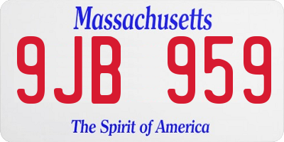 MA license plate 9JB959