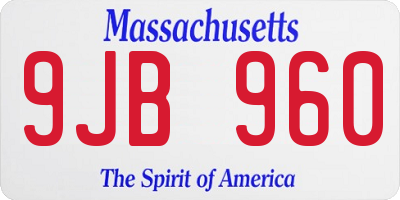 MA license plate 9JB960
