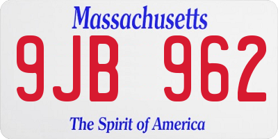 MA license plate 9JB962