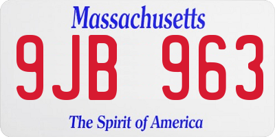 MA license plate 9JB963