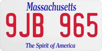 MA license plate 9JB965