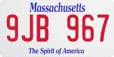 MA license plate 9JB967