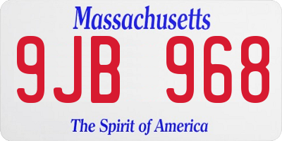 MA license plate 9JB968