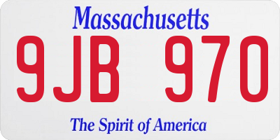MA license plate 9JB970