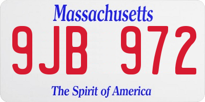 MA license plate 9JB972