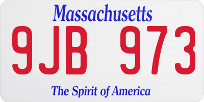 MA license plate 9JB973