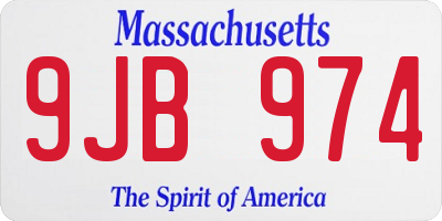MA license plate 9JB974