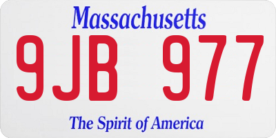 MA license plate 9JB977