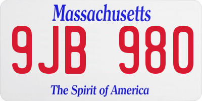 MA license plate 9JB980