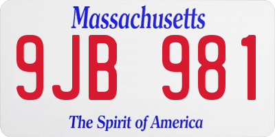 MA license plate 9JB981