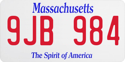 MA license plate 9JB984